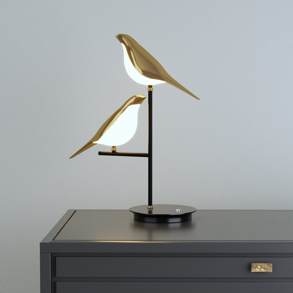 Desk Lamp Modern LED Bird Table Lamp Gold Metal Decor