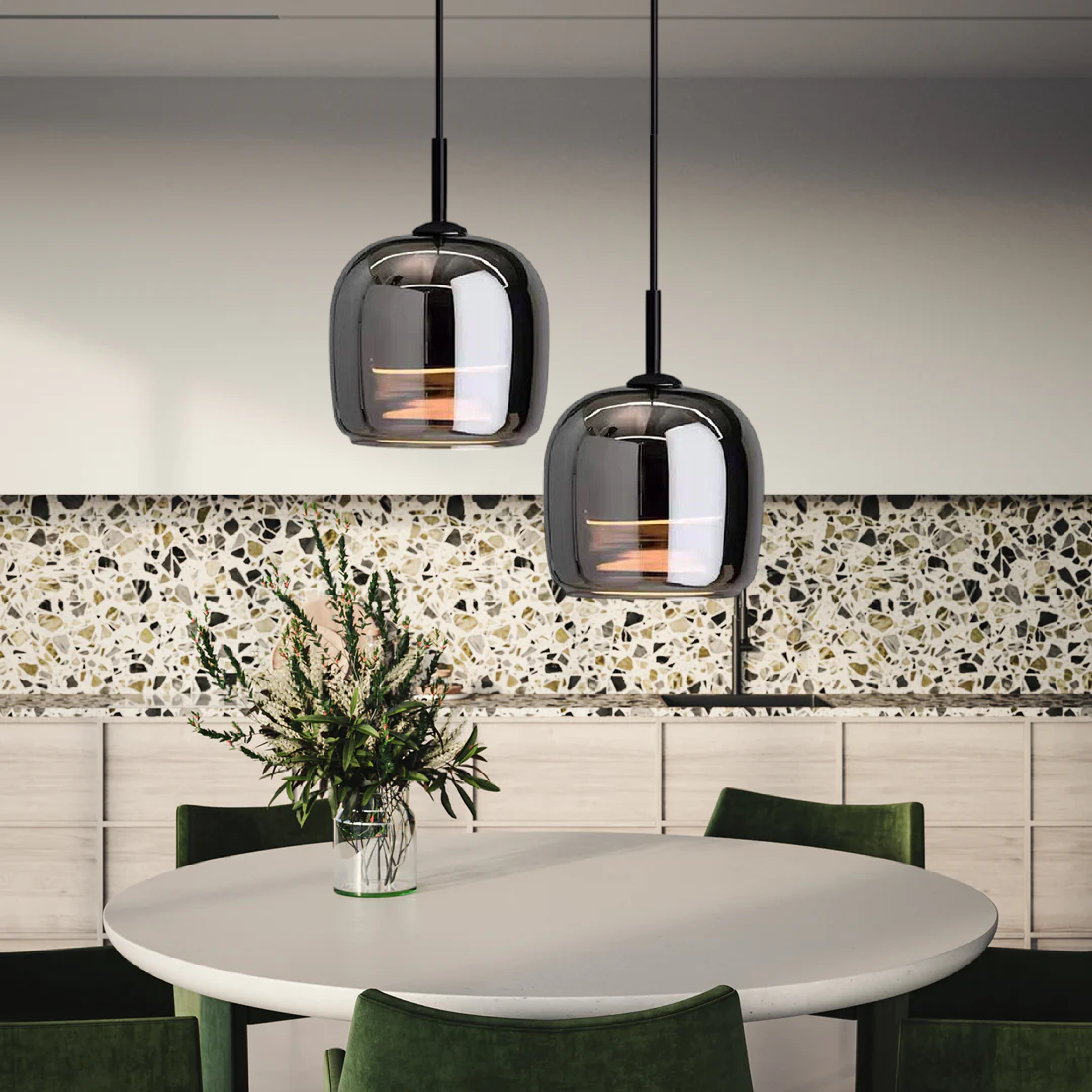 Pendant Light Modern Black Glass Ceiling Chandelier